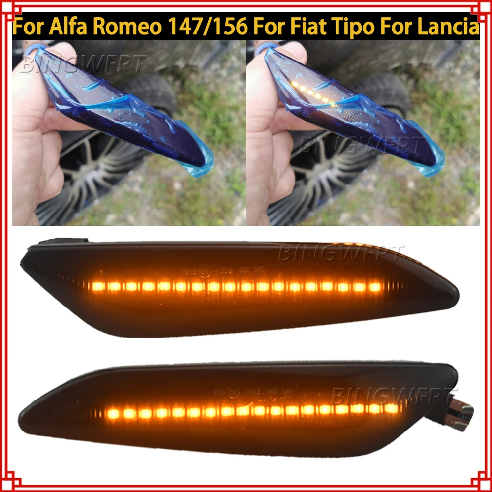 For Alfa Romeo 147 156 Fiat Egea Tipo Lancia Delta Ypsilon 3 LED Dynamic Blinker Side Marker Turn Signal Lights Lamp Accessories