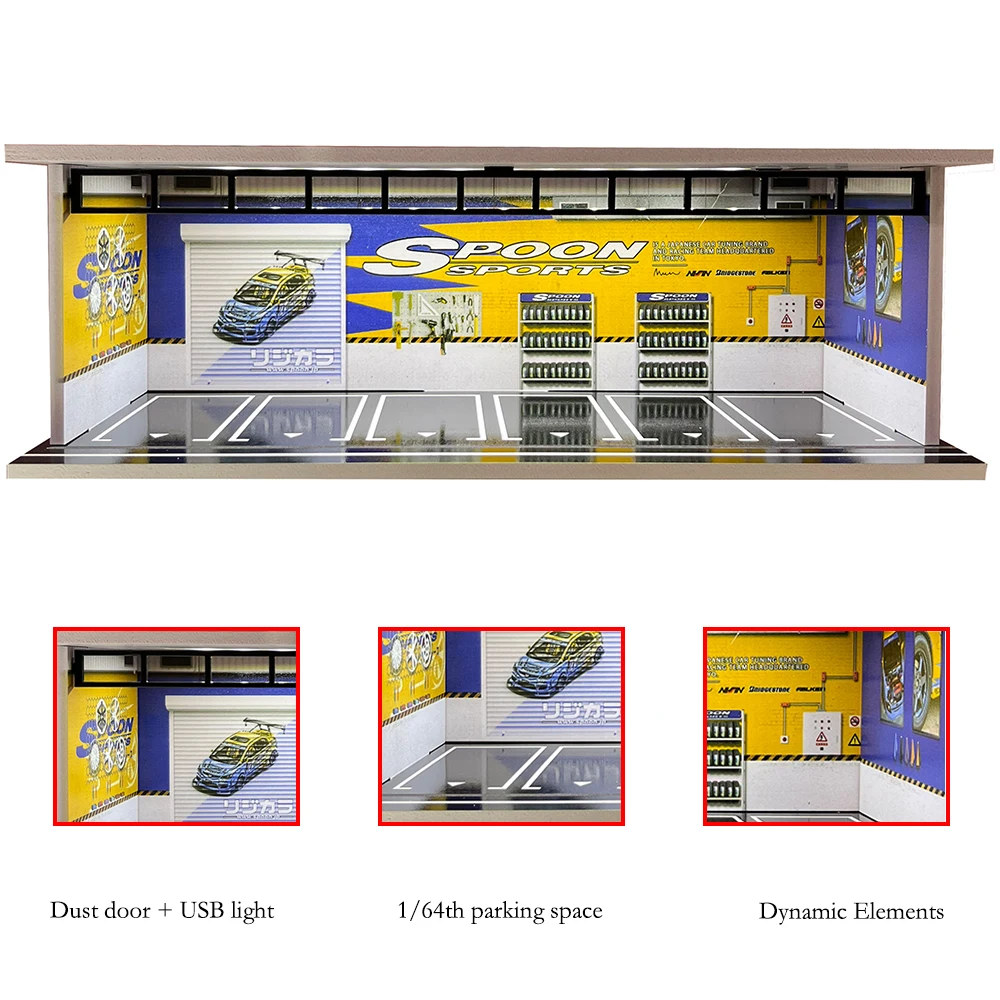 Modular 1/64 Scale Car Parking Lots Garage Diorama Models Stackable Levels for Hot Wheels Tomica Car Collection Box Gifts - view 4