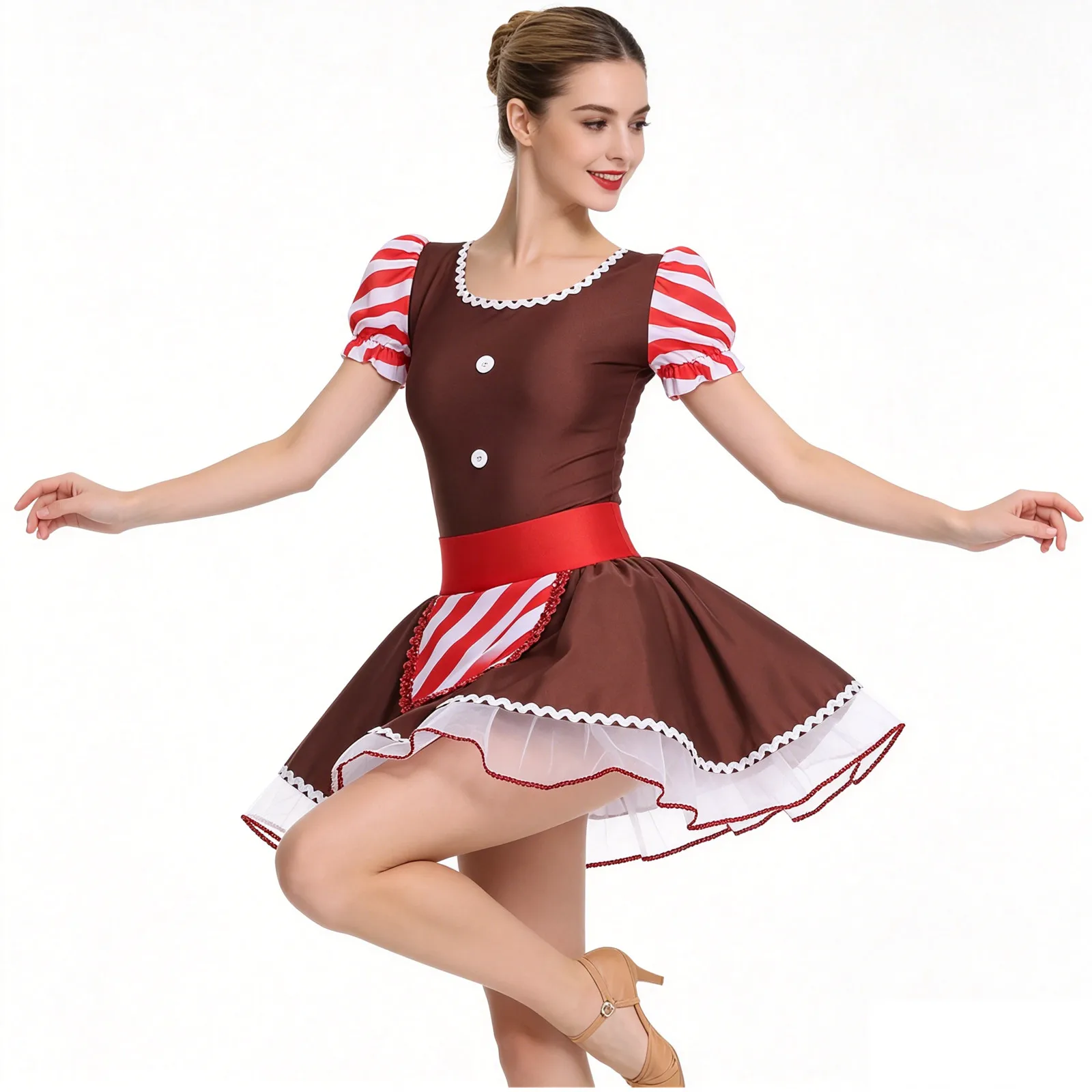Femmes pain d'épice homme Costume noël noël canne à sucre princesse Cosplay tenues gymnastique Ballet justaucorps Tutu Cookie robe