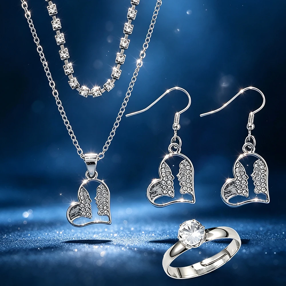 4PCS Women's Elegant Jewelry Set Banquet Party Holiday Date Gift Accessories Suitable for Daily Wear or Vacation,