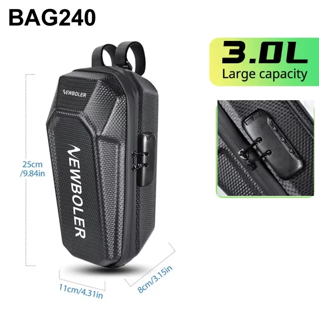 NEWBOLER 5L Elektroroller-Fronttasche mit Passwortschloss, große Kapazität, Elektroroller-Tasche, Aufbewahrung im Freien für Xiaomi Scooter