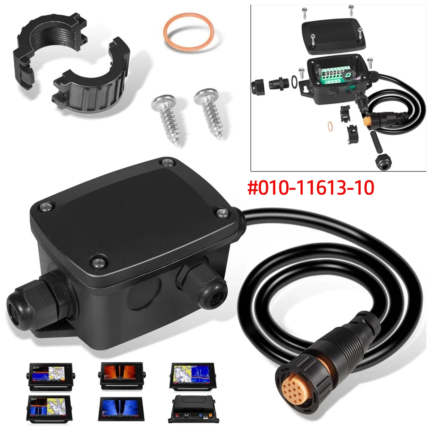 

010-11613-10 12-pin Sounder Wire Block Marine Adapter For GPSMAP 7607xsv/7608xsv/7610xsv/7612xsv/7616xsv