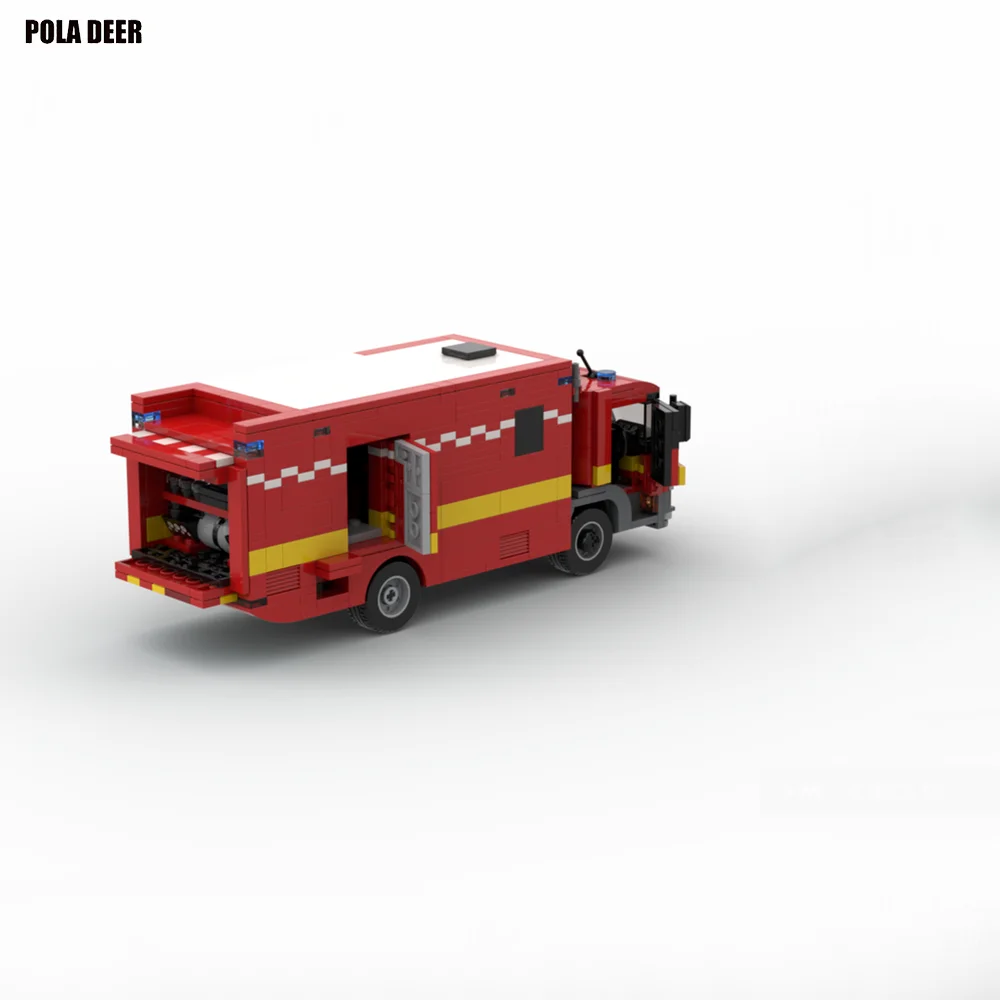 Poladeer-piezas de bomberos de la ciudad de Londres, vehículo de comando, diseño creativo, bloques de construcción ensamblados, modelo de juguete para niño, regalo de vacaciones, 994