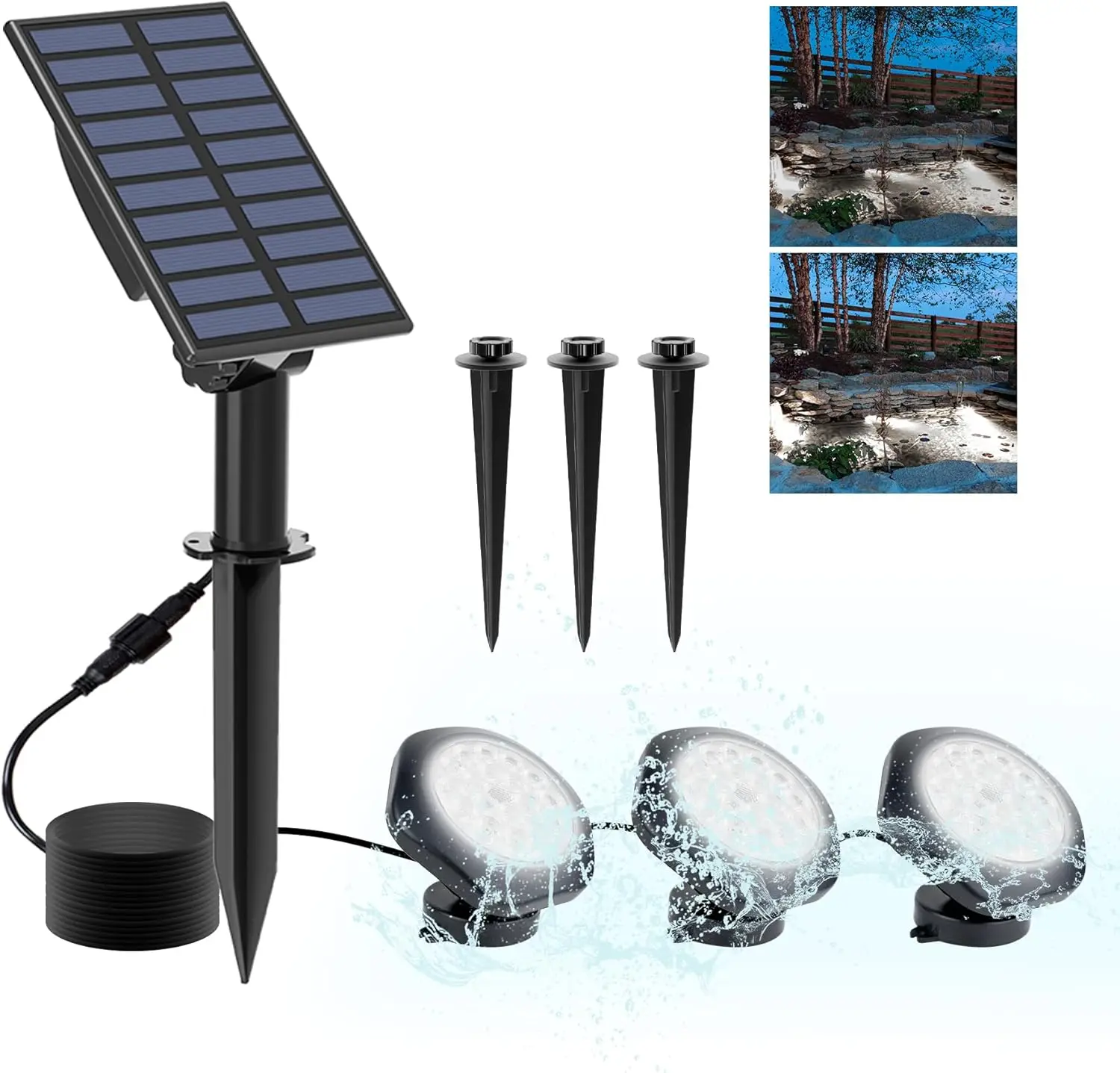 crepow Solar Unterwasser Licht RGB Wasserdicht Teich Schwimmbad Lampe Landschaft Outdoor Garten Straße Scheinwerfer für Baum Countyard Decor 6