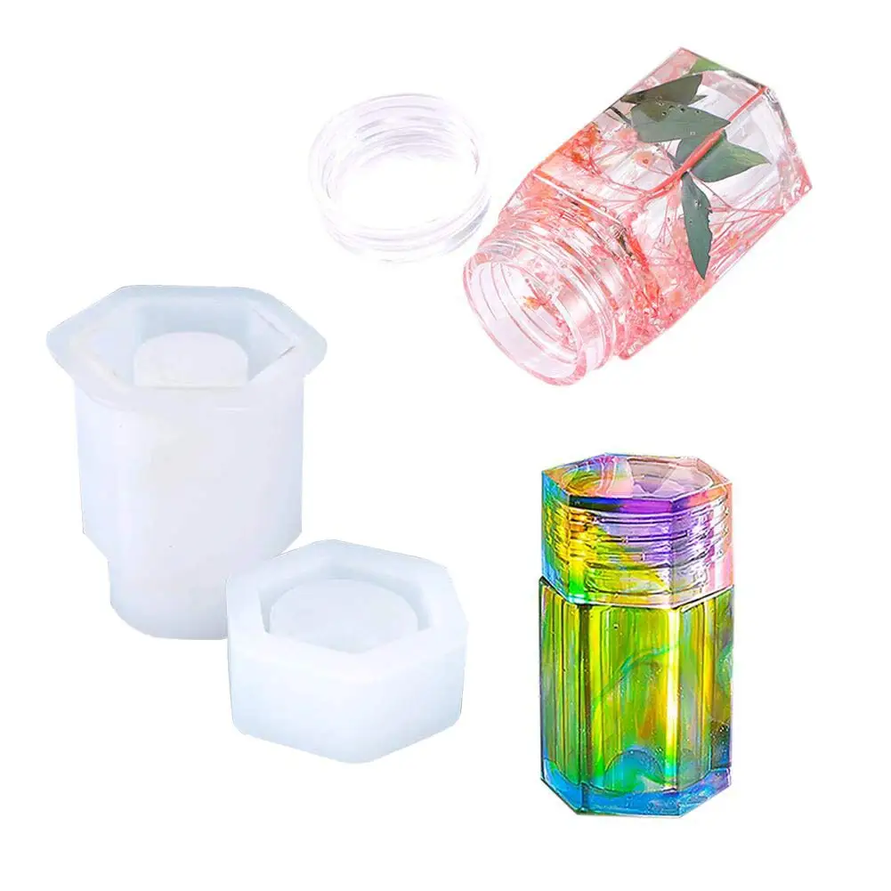 

4 Style DIY Jewelry Resin Casting Molds Bottle Storage Jar With Lid Handmade Craft Candle Making Silicone Plaster Clay Mould