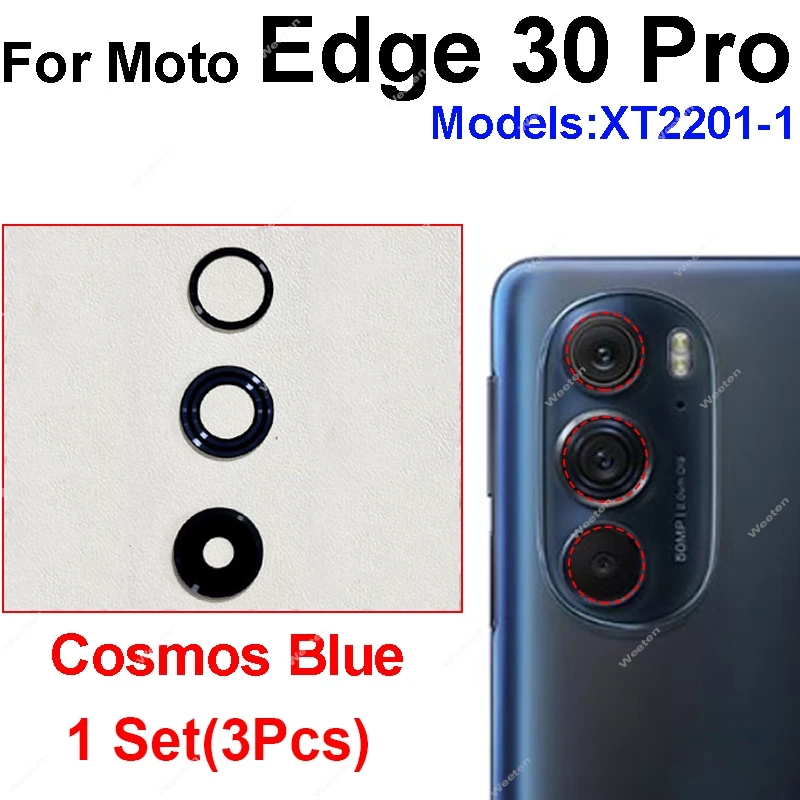 Rear Camera Glass Lens Cover For Motorola Moto Edge 30 Pro XT2201-1 Back Camera Lens Glass with Frame Holder Replacement Parts