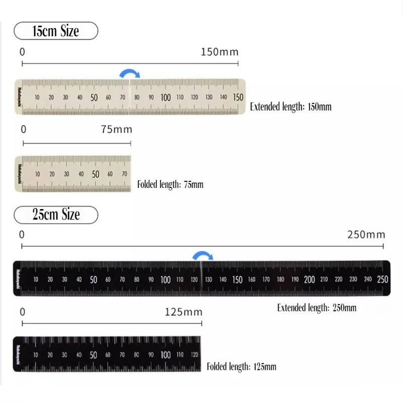 150/250 مللي متر المرجعية الحكام مرنة قابلة للطي لينة المغناطيسي حاكم المحمولة طوي بولي كلوريد الفينيل المغناطيسي الحكام أدوات الرسم اللوازم المدرسية