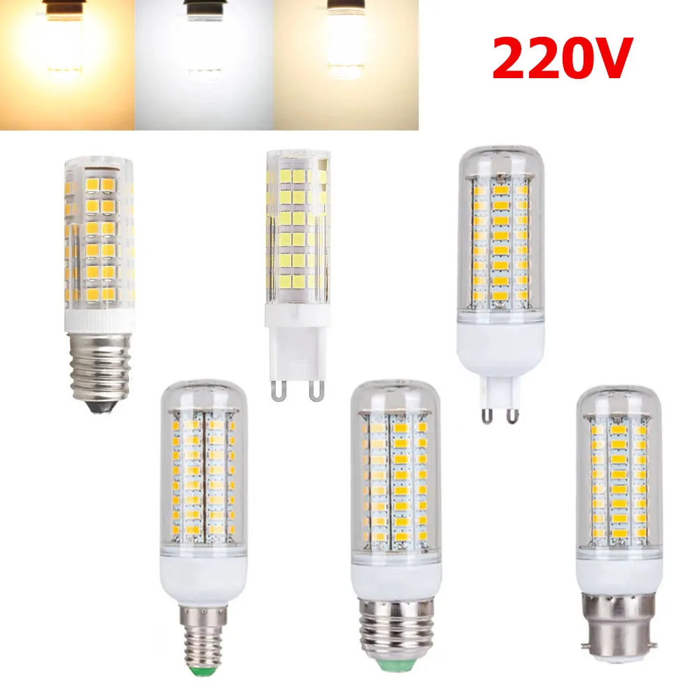 E14 E27 B22 G9 LED Corn Light Bulb 5730SMD 2835SMD Super Bright LED Lamp 3000K-6000K White Light for Home 360° Lighting AC 220V