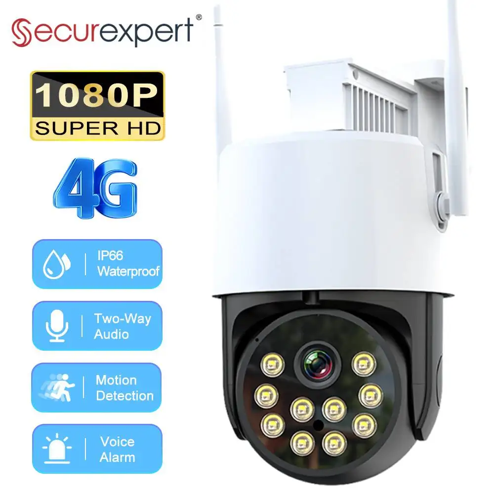 

1080P HD 4G Camera Outdoor Security Cameras Human Detection IP66 Waterproof Wireless 2 Way Audio Video Surveillance Cameras