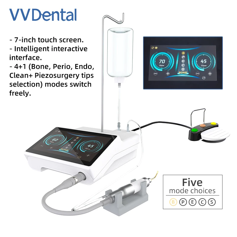Dental Piezo Bone Surgery Unit MPT1 7 Inch Touch Screen 4+1 Mode LED Handpiece Ultrasonic Piezosurgery Machine For Implant Surge
