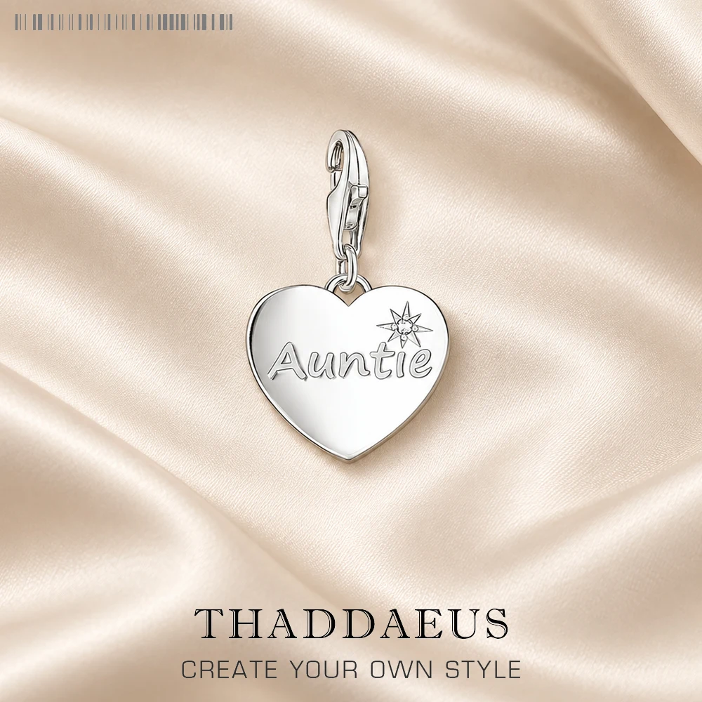 Dangle Charm Pendant Heart Marked Auntie European 925 Sterling Sliver Brand New Trendy Gift For Women