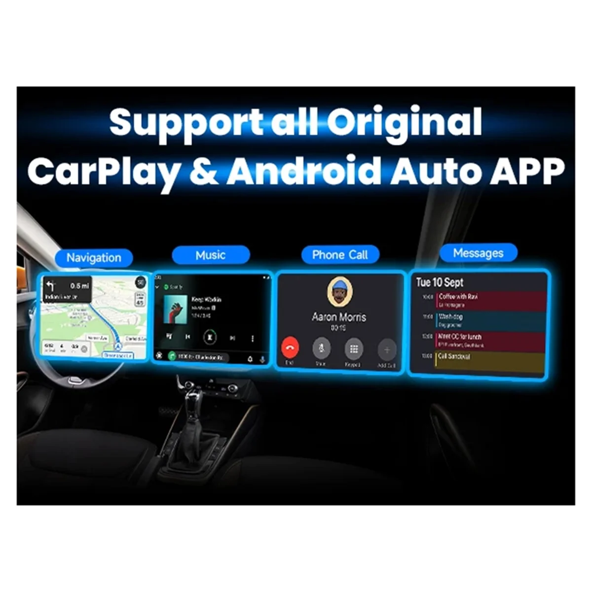 2-in-1 Wired to Wireless CarPlay Adapter Plug&Plug Auto Connect Converts for Wired Cars Compatible for & Android