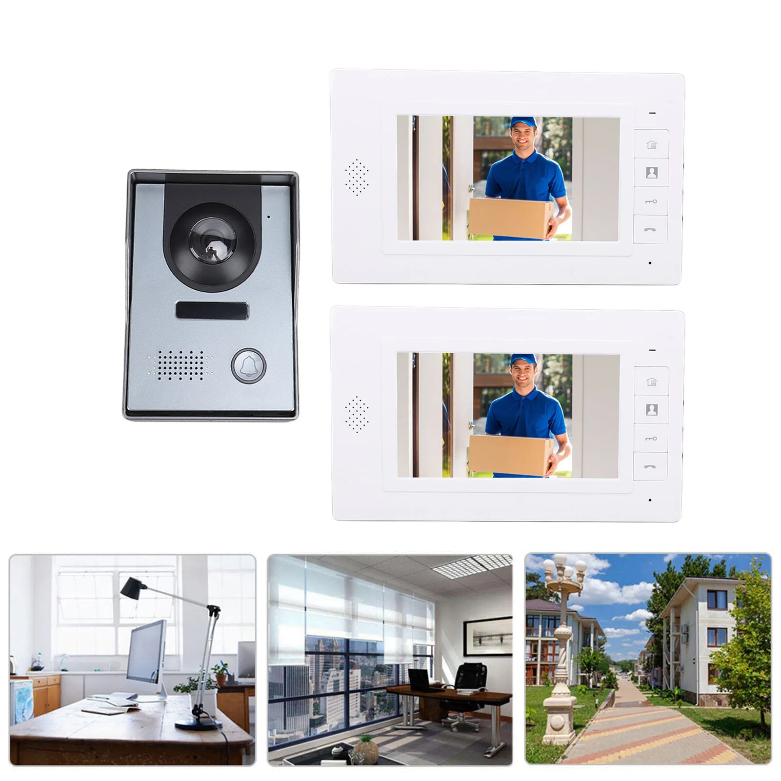 Video Doorbell Intercom System 7 Inch Color Screen Wired Video Door Entry System Dual Way Intercom for Villas Homes Offices