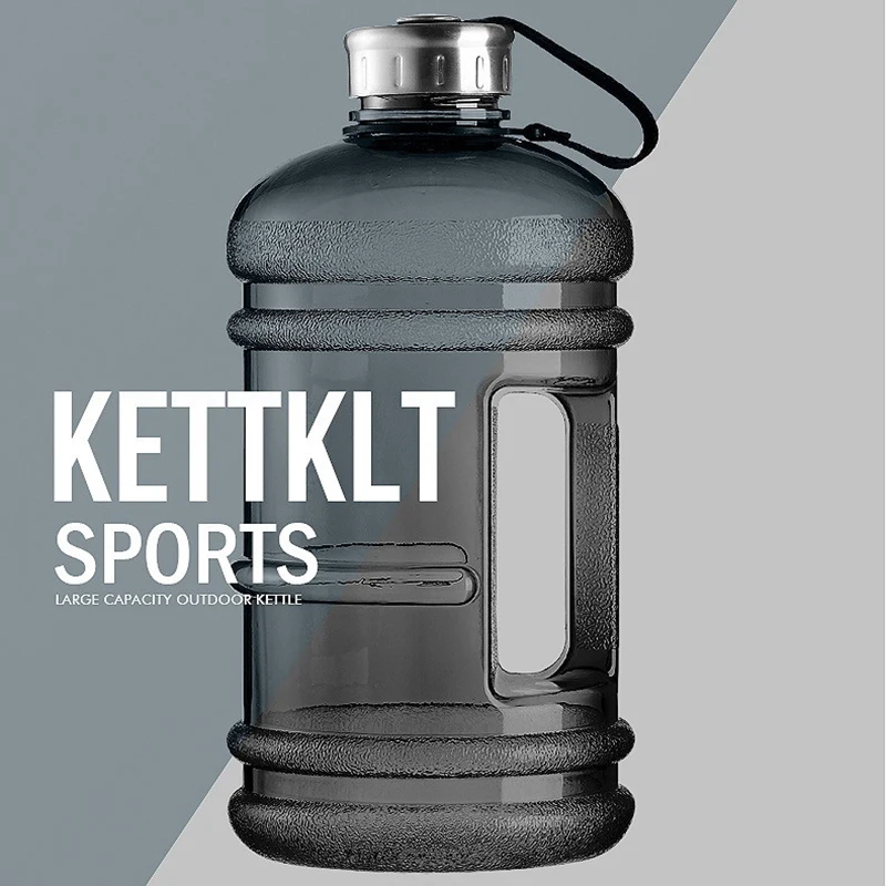 Botella de agua portátil PETG de gran capacidad para entrenamiento deportivo, botella agitadora con asa, gimnasio al aire libre, 2L