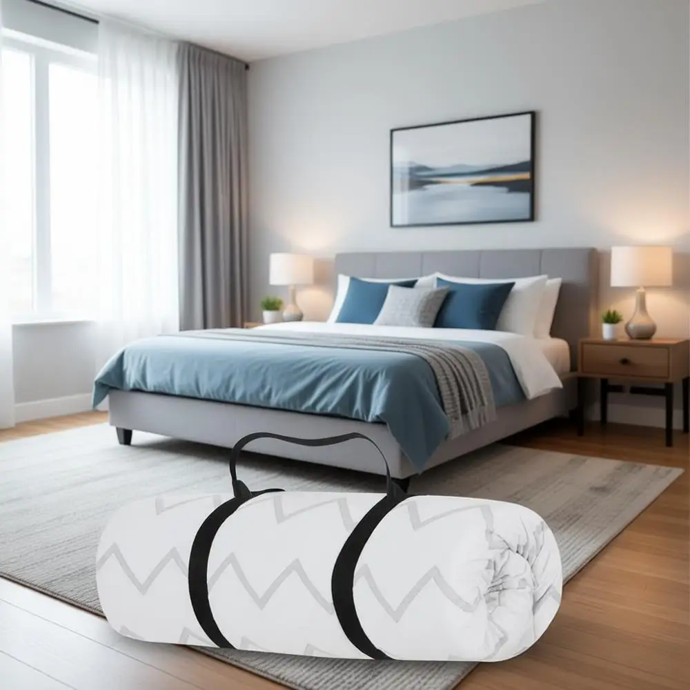 

Portable Mattress Topper - 38 x 26 Roll Up Style Breathable Soft Memory Foam - Baby Mattress or Crib Mattress - Includes Easy Ca