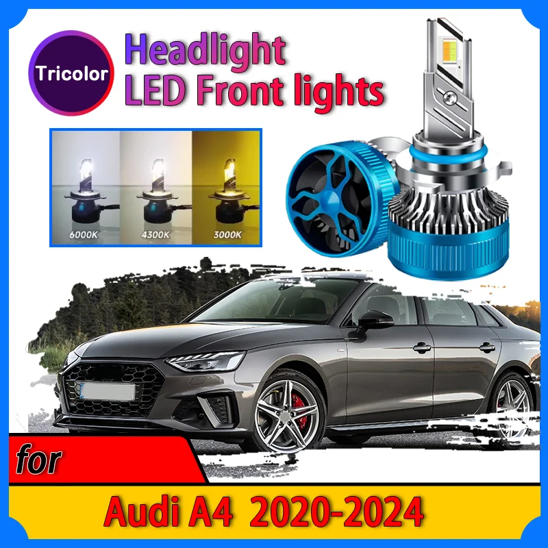 for Audi A4 2020-2024 Plug and Play LED Headlight Modified lamp Strong white light Three-color adjustment Auto Parts Accessories