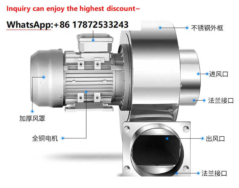 304 stainless steel boiler induced draft fan YN5-47-7.5kw 380v anti-corrosion and heat-resistant