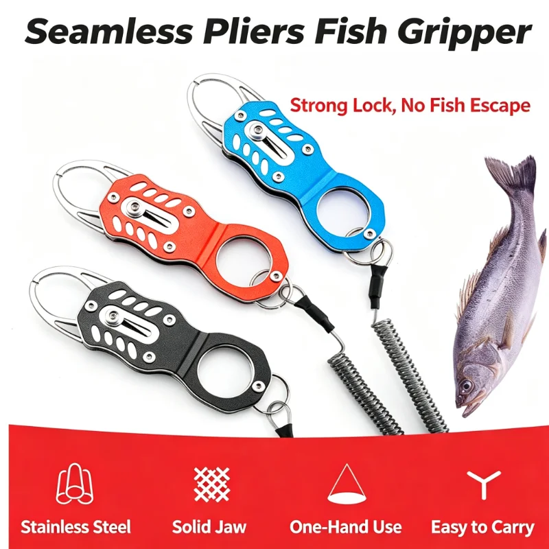 TINSOL Mini Portable Grabber Tool Fishing Tackle Stainless Steel Lip Clip Fishing Gripper Fish Grip Lip Clamp Fish Controller