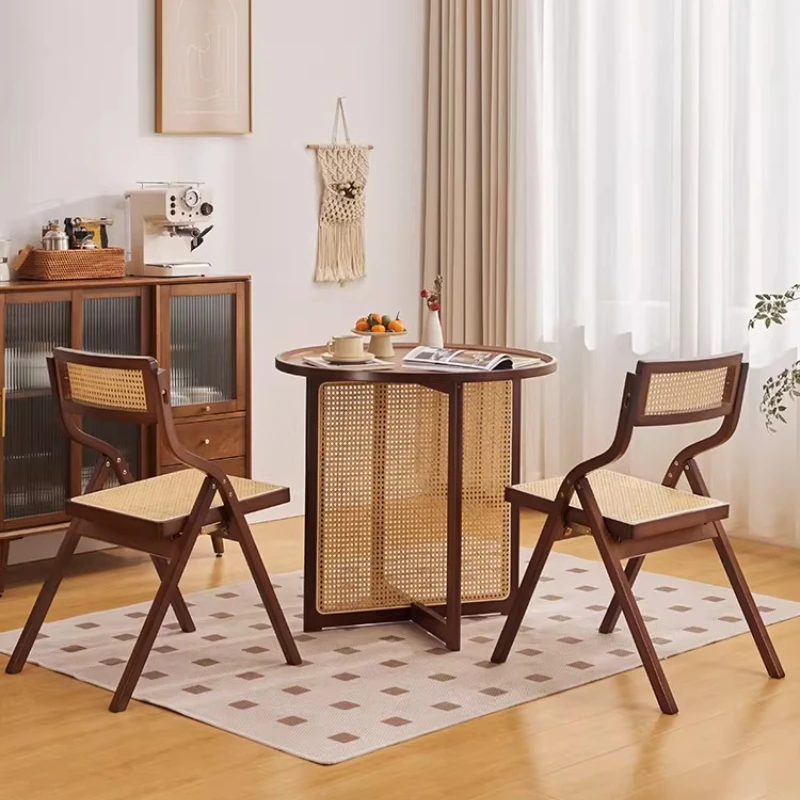 Silla plegable de ratán para el hogar, silla con respaldo para el ocio, silla de comedor, silla de diseño cómodo, muebles sencillos
