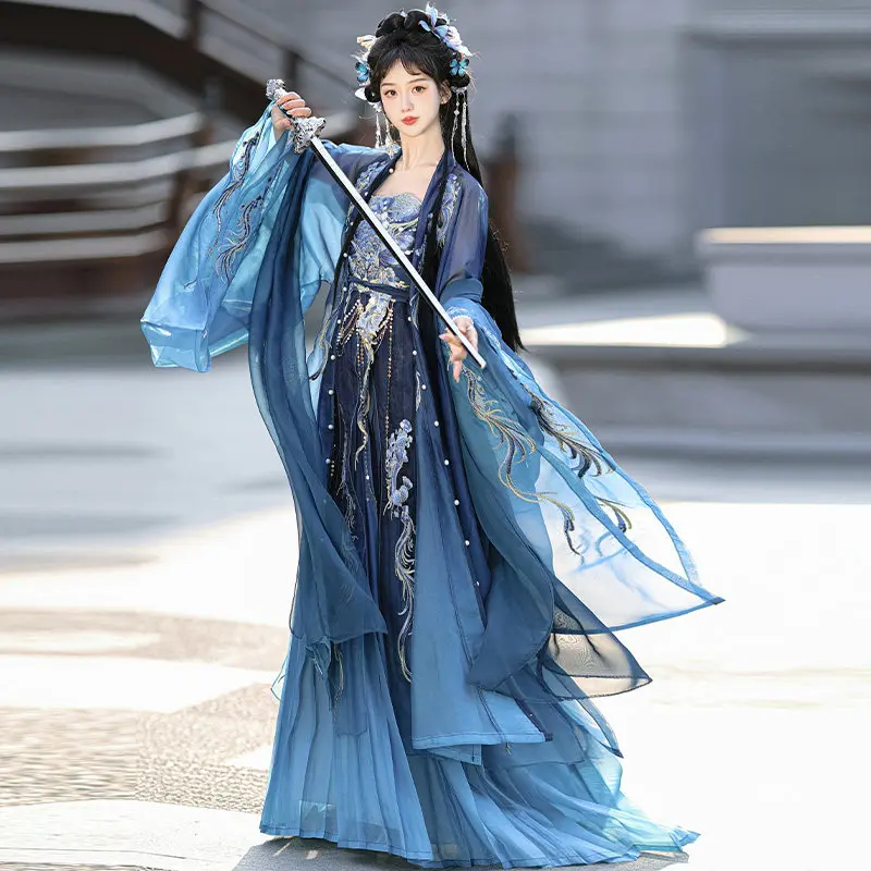 Blue Hanfu Dress Women Ancient Chinese Traditional Hanfu Female Fairy  Cosplay Costume Summer Hanfu Dress Plus Size XL - AliExpress 200000532
