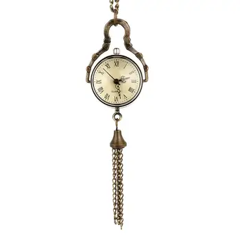 Retro yuvarlak top kuvars Fob cep saati püskül kazak kolye zinciri takı hediyeler LL @ 17