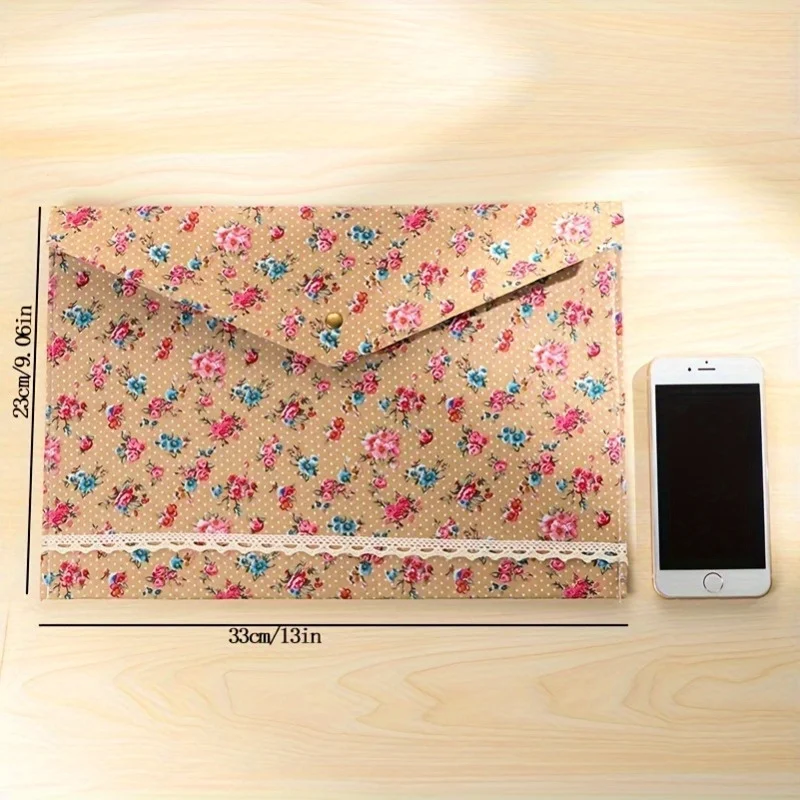 Carpeta de archivos A4, soporte de papel de tela con flores pequeñas elegantes, bolsa de documentos Floral de gran capacidad, maletín organizador, 1 ud.
