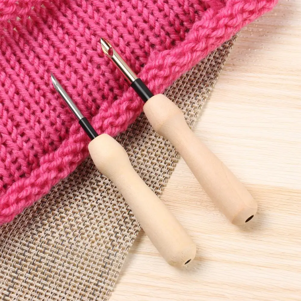 Hot Sale Knitting Embroidery Pen Weaving Felting Craft Punch Needle Threader Wooden Handle DIY Magic Sewing Tool Accessories