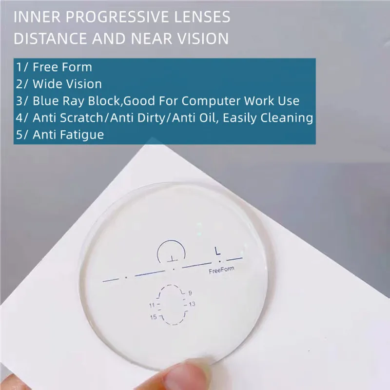 1.56 Index Prescription Progressive Lenses Free Form Multi Focal Lens Inner Progressive Lenses Blue Ray Block Anti Fatigue