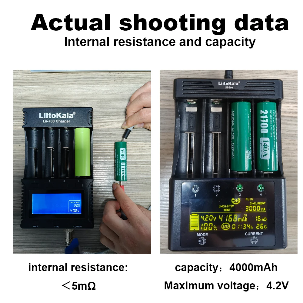 1-5pcs LiitoKala Lii-40H 21700 4000mah Rechargeable Battery 3.7V 35C Discharge High Power Batteries For High-power Appliances