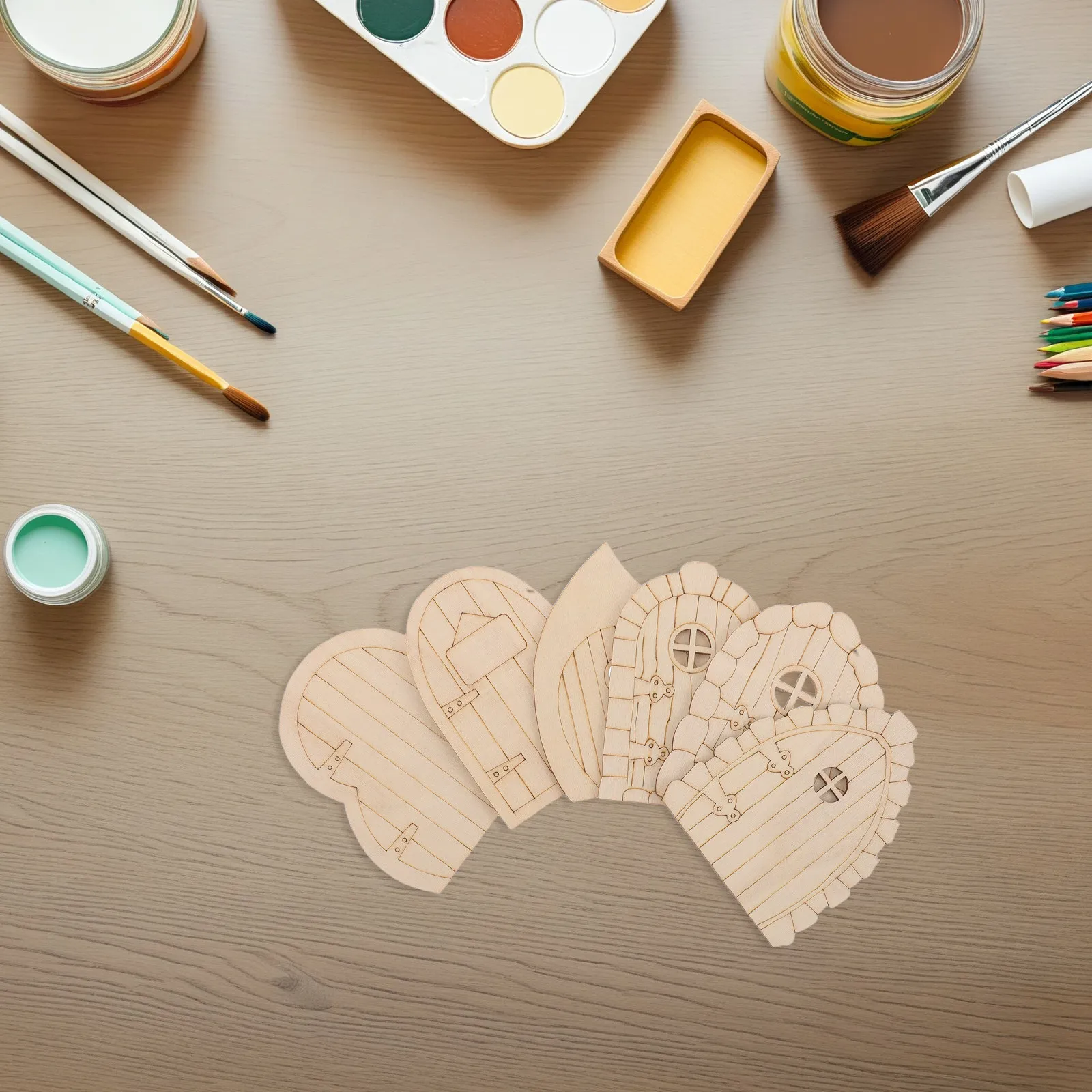 

24Pcs Wooden Fairy Door Enchanted Miniature Cottage Decor Handpainted Garden Fairy House DIY Accessory Miniature Cottage Door