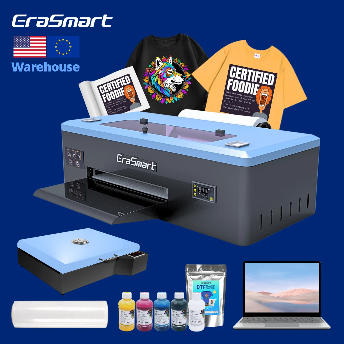

Erasmart 13Inch Pink Roll-to-Roll Printer T-shirt Printing Machine A3 DTF Printer 30cm Small Impresora DTF Printer With DTF Oven