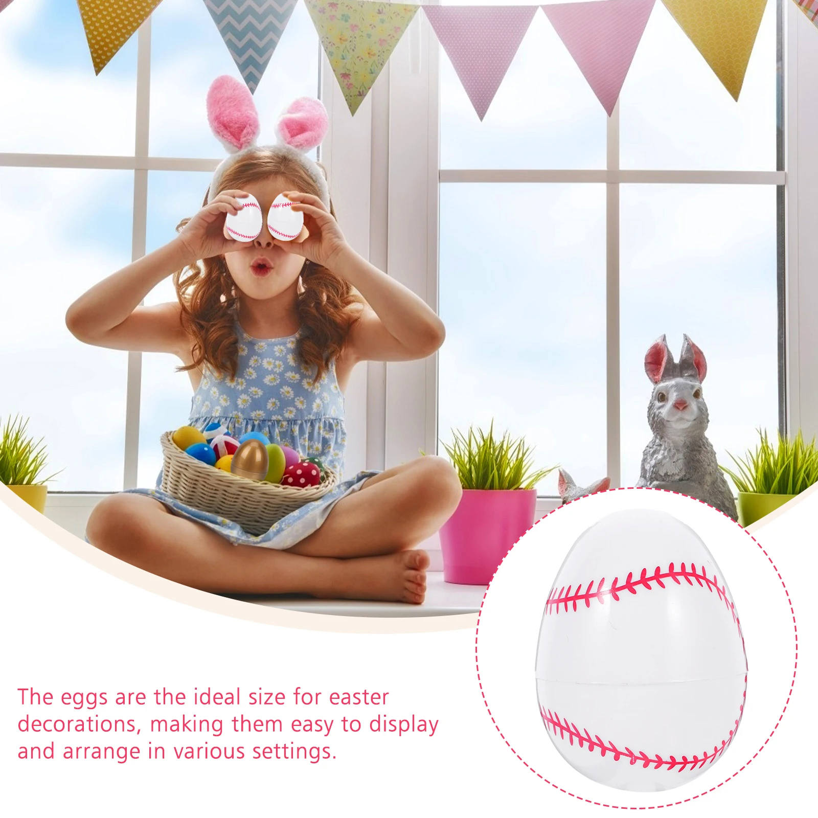 

12pcs Baseball Themed Easter Eggs Fillable Plastic Decorative Party Supplies for Kids Candies Toys School Classroom Events