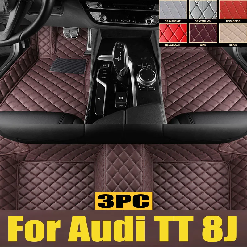 

Car Floor Mats For Audi TT 8J MK2 2007~2014 Luxury Leather Mat Auto Rugs Durable Pad Protective Carpets Set Car trunk mat 2008