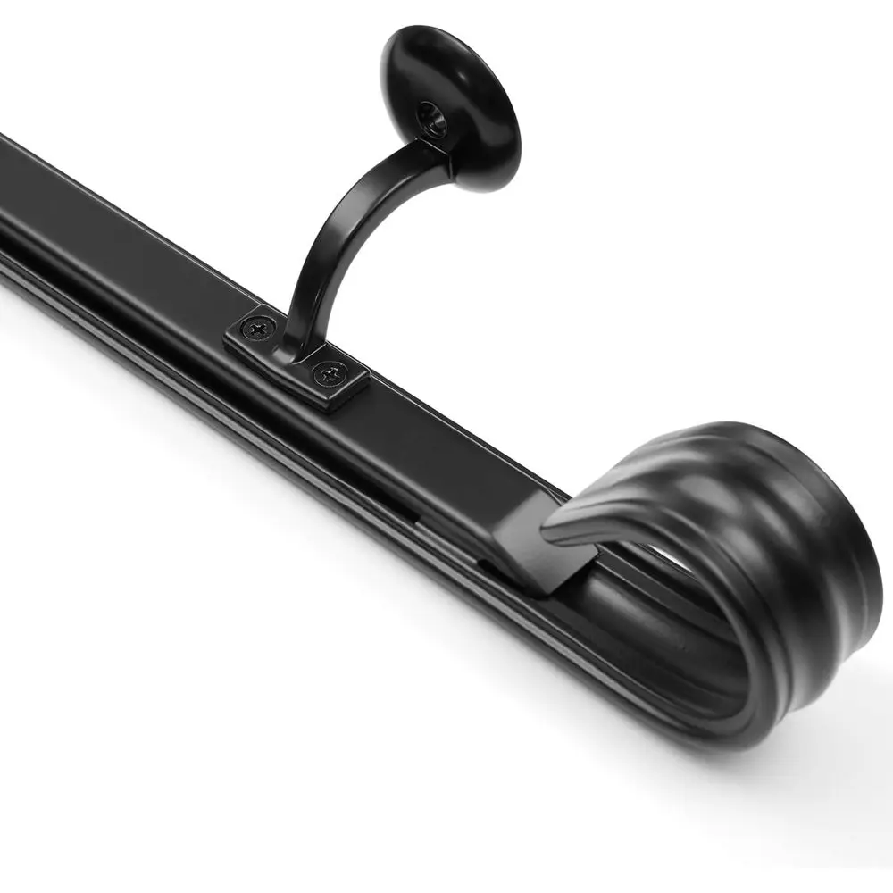 Matte Black Wrought Iron Stair Rail Grab Bar Kit, 4 Ft Railing Staircase Handrails