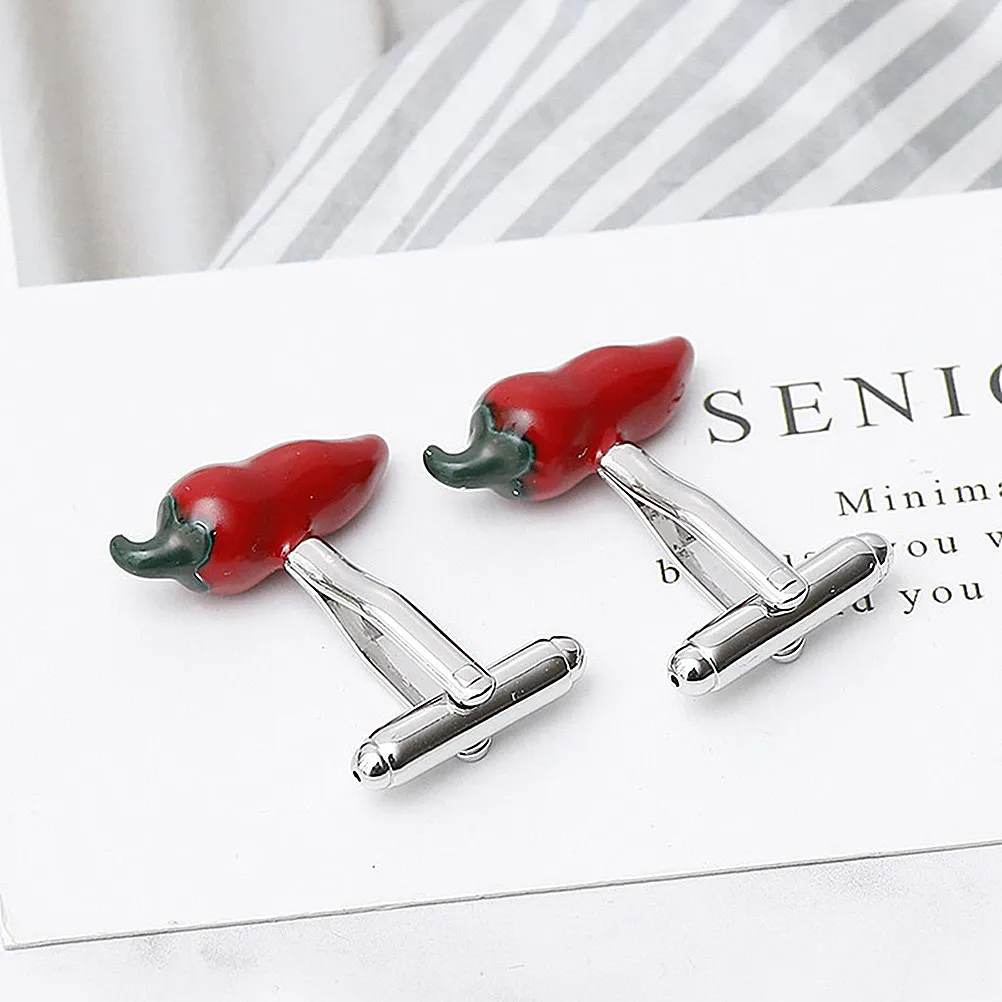 Creative Unisex Cufflinks Premium Copper Delicate Peppers Design Formal Business Wedding Anniversary Fashion Shirt Sleeve Nail