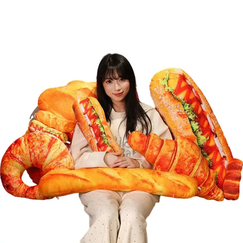 Langes Brot-Plüschkissen, gefülltes Lebensmittelkissen, weicher Croissant, Hot Dog, Baguette, geröstetes Twist-Brot-Plüschtier wie echtes Dekor