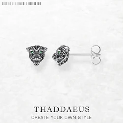 Ear Studs Black Cat Earring Europe Style Fashion Jewerly For Women Men Vintage Gift In 925 Sterling Silver