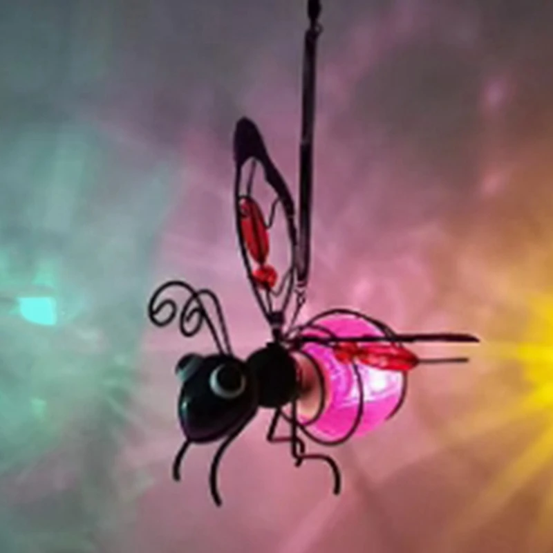 Солнечная железная статуя насекомых со светодиодным сказочным светом, уличное подвесное дерево, украшение для забора, двора, двора, сада, декора