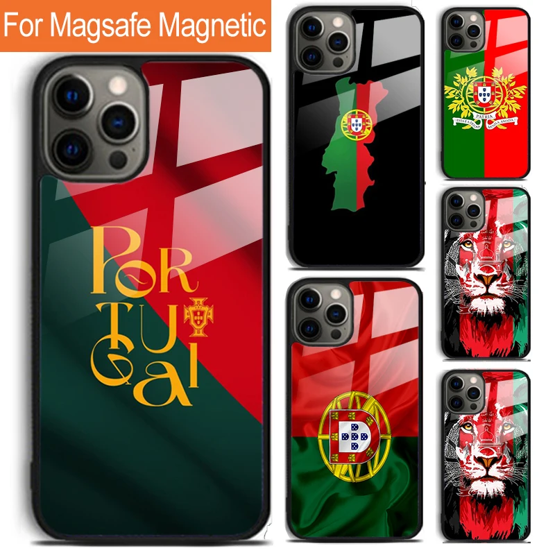 Portugal Flag Phone Case For iPhone 16 15 14 13 12 11 Pro Max Plus Magsafe Magnetic Wireless Charging Cover