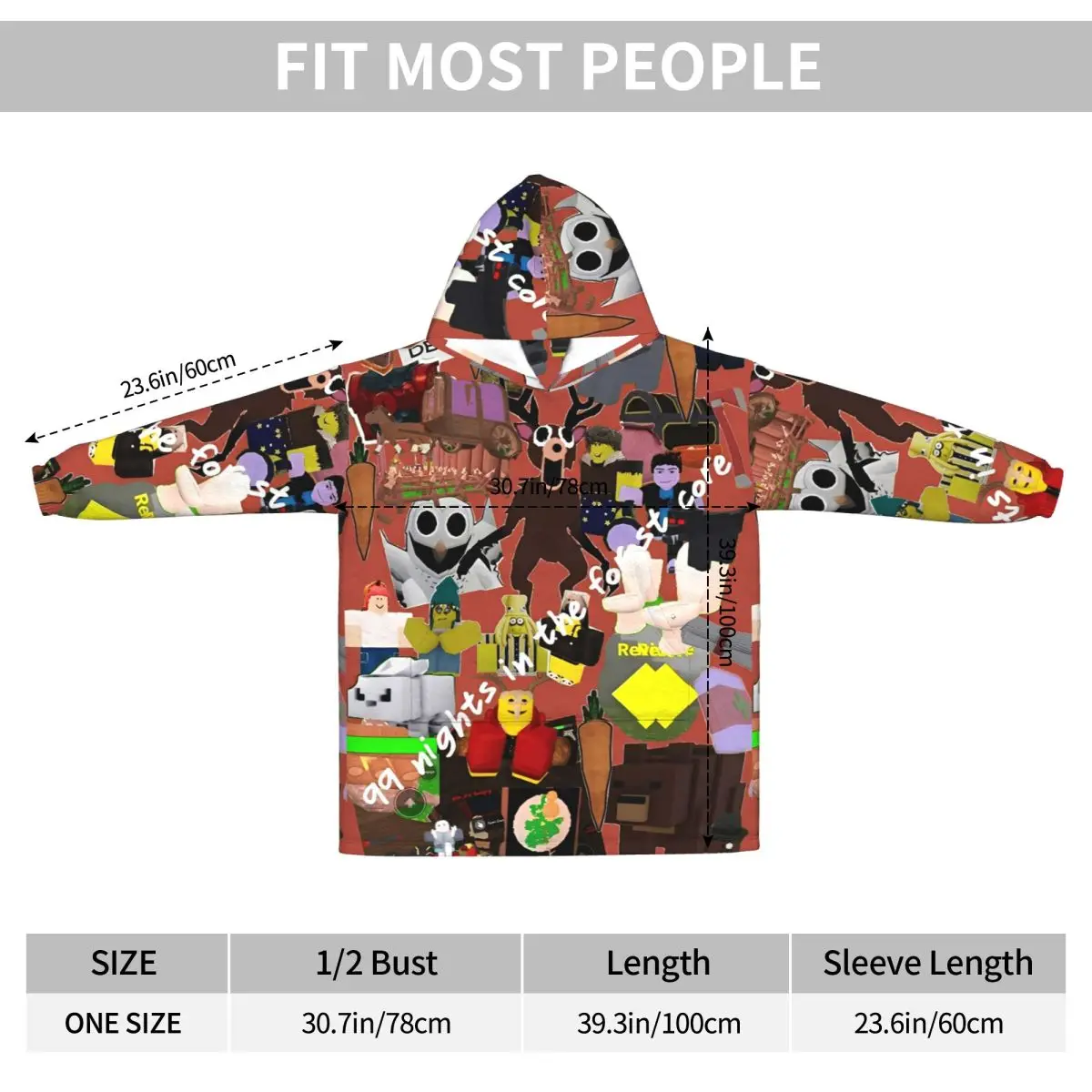 99 ليلة في الغابات بطانية هوديي المتضخم يمكن ارتداؤها ألعاب الفيديو البلوز بطانية هدايا دافئة للنساء الفتيات صديقة