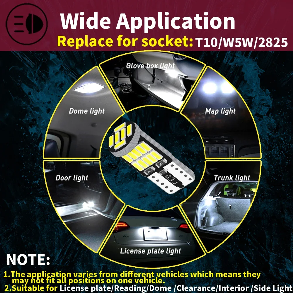 10-40 шт. T10 W5W светодиодная лампа CANBUS без ошибок 12 В 4014-26SMD 400LM 6500K Супер яркий белый салон автомобиля купольные двери карты огни багажника