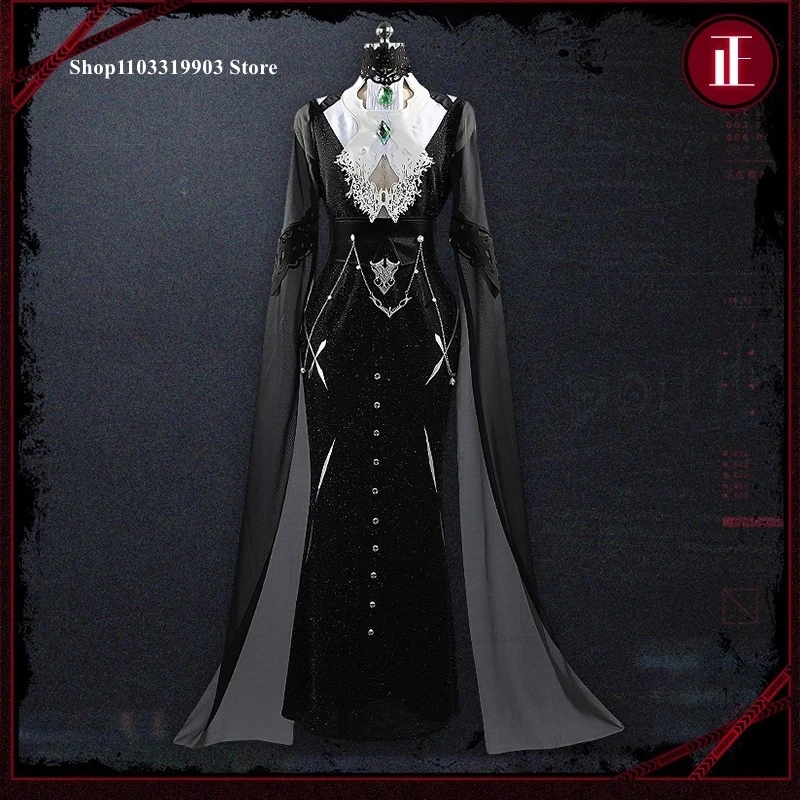 Oak Casket Cosplay Dress Game Path To Nowhere Anime Women Cos Clothes Black Evening Dress Costume Comic-con Party Suit Full Set