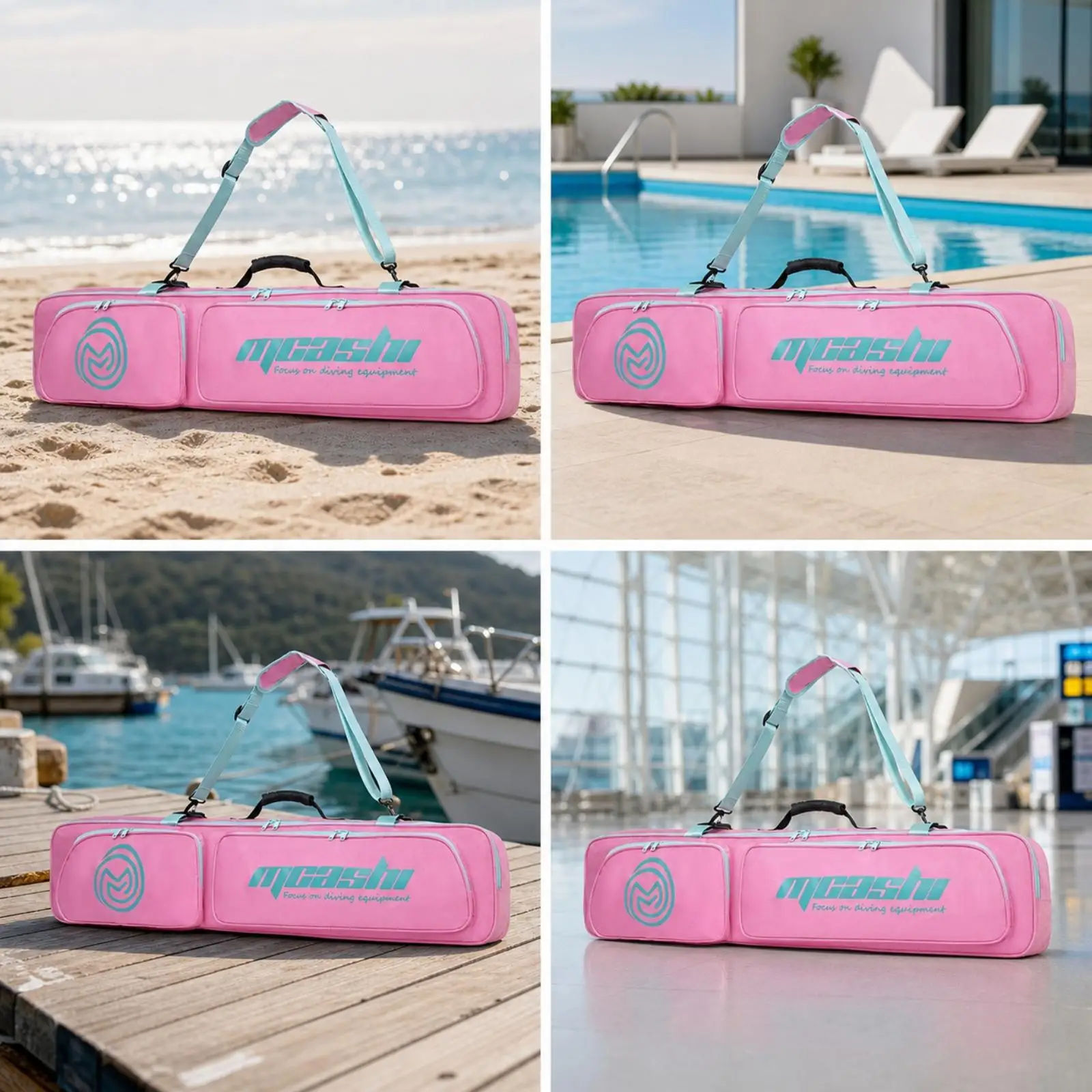 Swim Gear Storage Long Blade Fin Carrier Adjustable Strap Scuba Fins Bag for Beach Pool and Travel Use