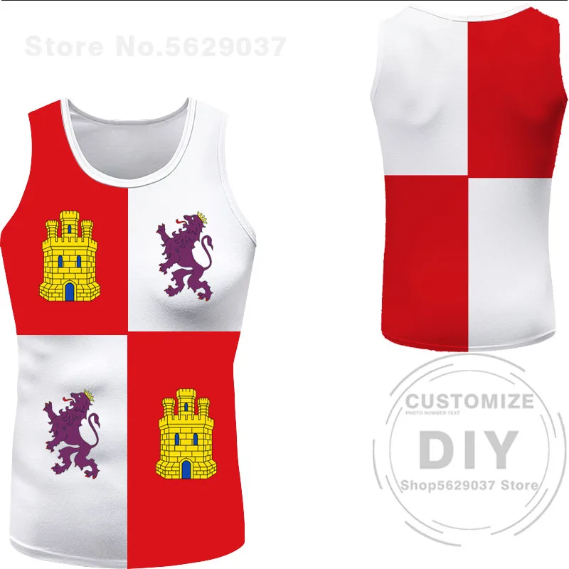 Castilla Y Leon Vest Free Custom Made Valladolid Tank Top Print Flag Word Salamanca Burgos Zamora Spanish Sleeveless T-Shirt