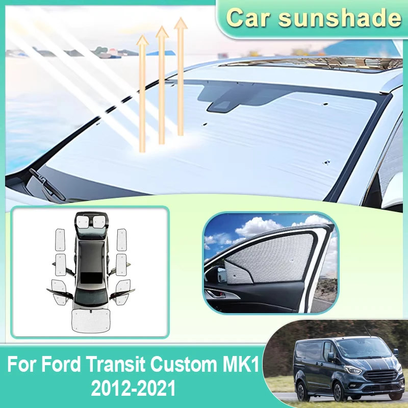 

Солнцезащитный козырек на лобовое стекло автомобиля для Ford Transit Custom, аксессуары MK1 2021 2020 2019-2012, полная защита от солнца и УФ-излучения для всех окон