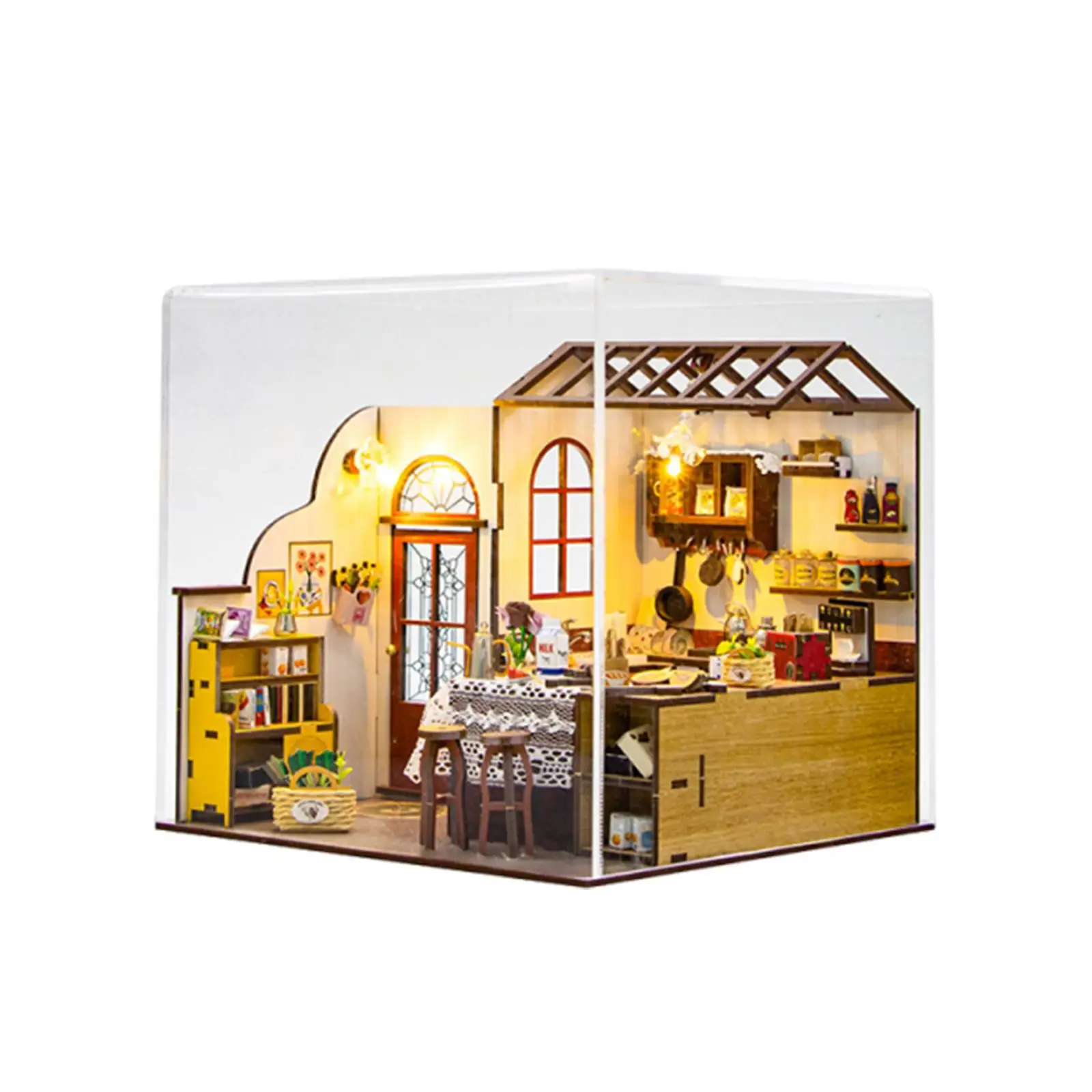 Colección de kits de casas de muñecas con muebles y accesorios, casa de muñecas de cocina para familiares y amigos, regalo creativo para el día de San Valentín