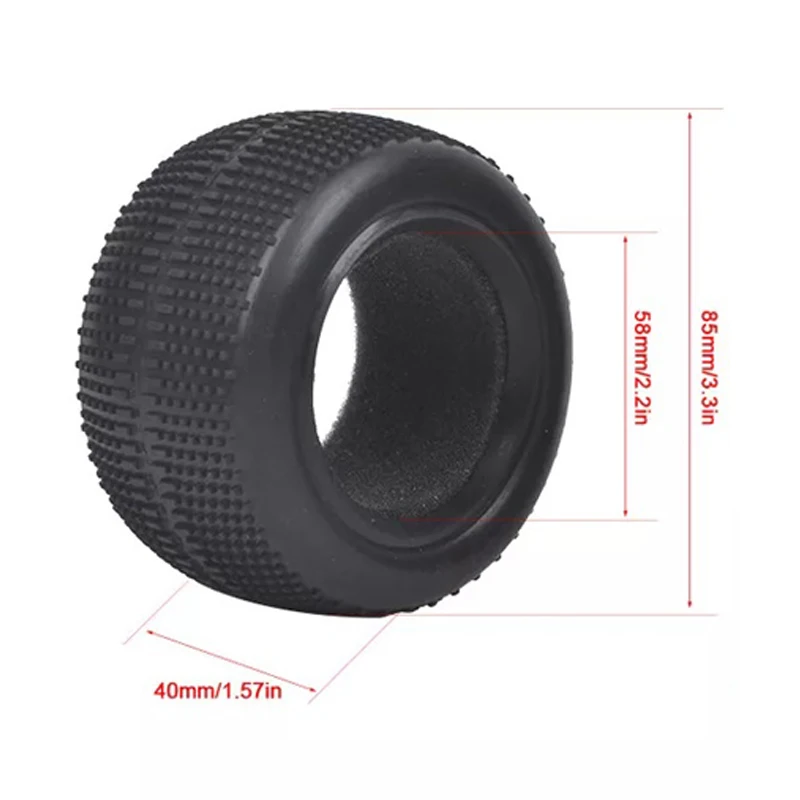 Front Rear Soft Tires for Tamiya DF-02 DT-02 DT-01 DT-03 Neo Mighty Frog TD2 DN-01 1/10 2WD Buggy Chassis （Soft Rubber Tire)