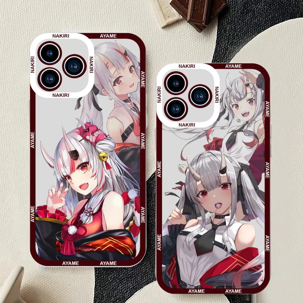 Nakiri Ayame Anime Phone Case For iPhone 11 12 Mini 13 14 15Pro Max Transparent Shell