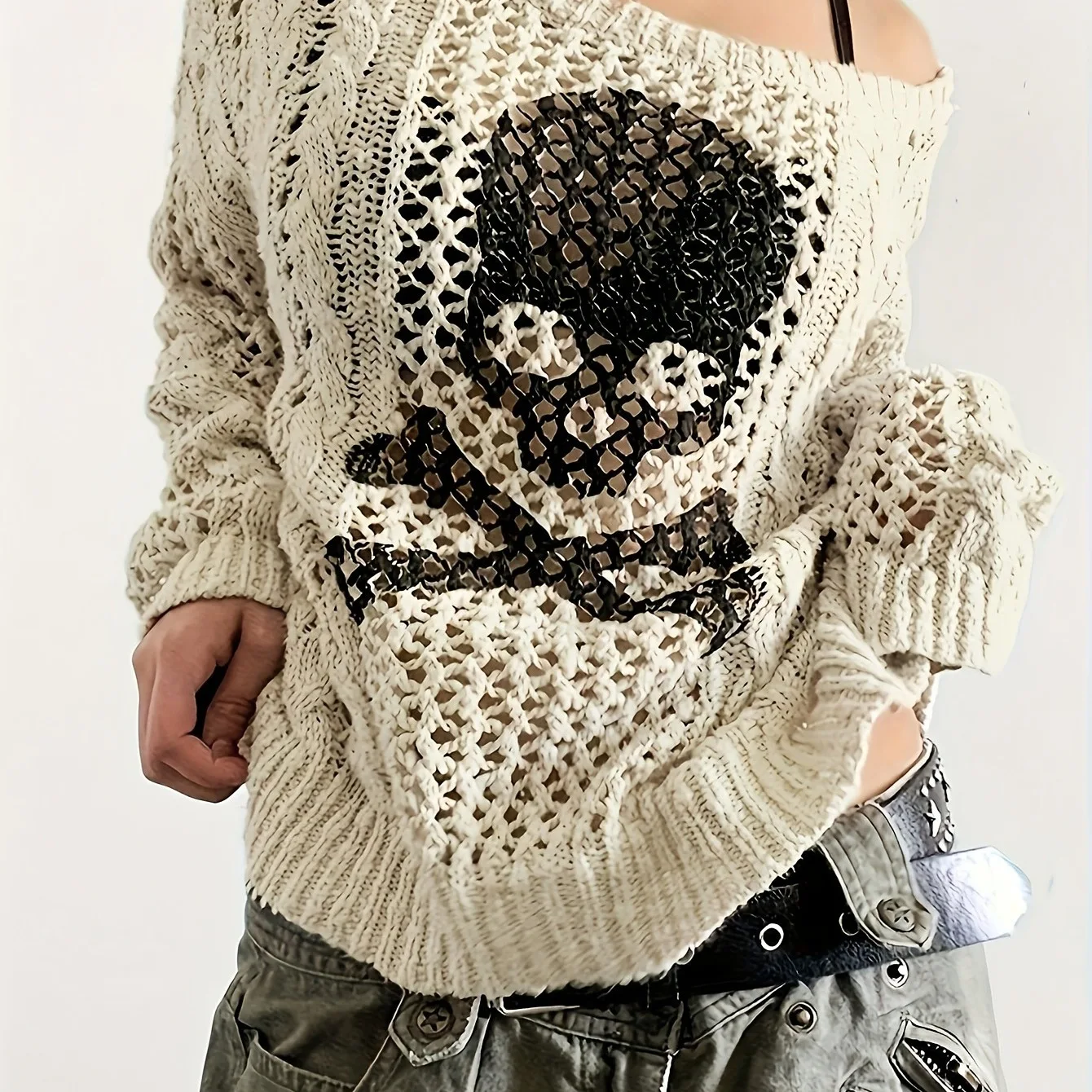 

Свитер с круглым вырезом и принтом черепа, повседневный, удобный, с длинными рукавами, для мужчин и женщин.