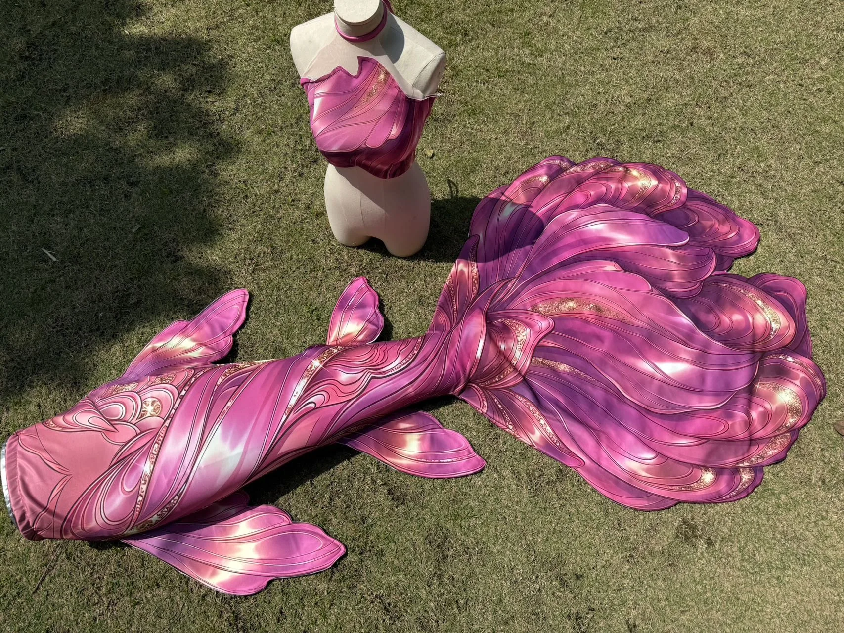 Mermaid Big Tail Green Mussel Seashell Beach Vacation Travel Free Diving Shooting Mermaid Costume